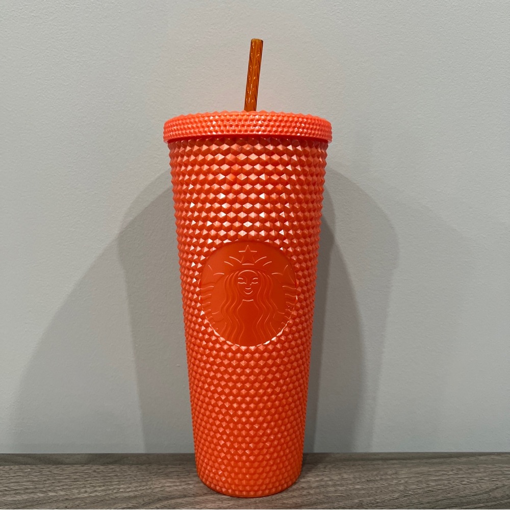 Starbucks 2022 Halloween Fall Pearl Orange Studded Cold Tumbler